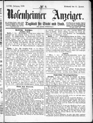 Rosenheimer Anzeiger Mittwoch 11. Januar 1882