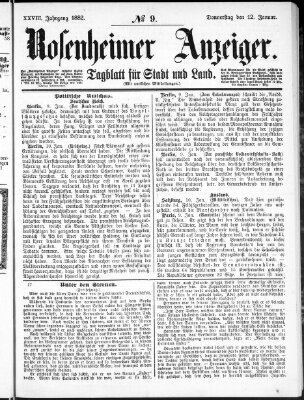 Rosenheimer Anzeiger Donnerstag 12. Januar 1882