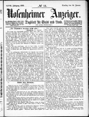 Rosenheimer Anzeiger Samstag 14. Januar 1882