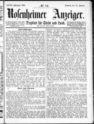 Rosenheimer Anzeiger Sonntag 15. Januar 1882