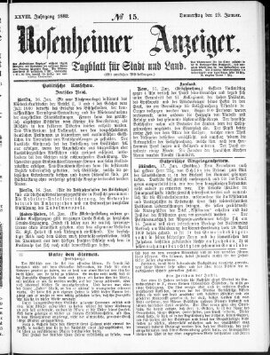 Rosenheimer Anzeiger Donnerstag 19. Januar 1882