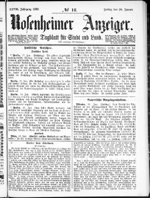 Rosenheimer Anzeiger Freitag 20. Januar 1882