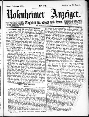 Rosenheimer Anzeiger Samstag 21. Januar 1882