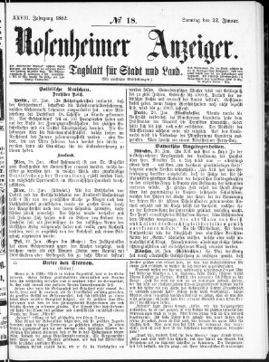 Rosenheimer Anzeiger Sonntag 22. Januar 1882