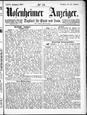 Rosenheimer Anzeiger Dienstag 24. Januar 1882