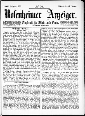 Rosenheimer Anzeiger Mittwoch 25. Januar 1882