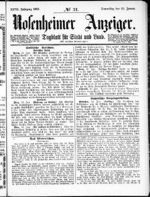 Rosenheimer Anzeiger Donnerstag 26. Januar 1882