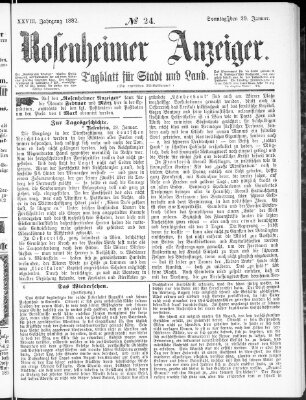 Rosenheimer Anzeiger Sonntag 29. Januar 1882