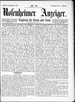 Rosenheimer Anzeiger Sonntag 5. Februar 1882