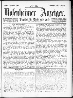 Rosenheimer Anzeiger Donnerstag 9. Februar 1882