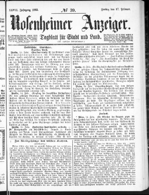 Rosenheimer Anzeiger Freitag 17. Februar 1882