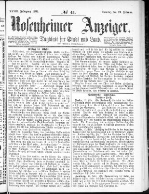 Rosenheimer Anzeiger Sonntag 19. Februar 1882