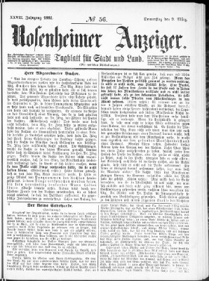 Rosenheimer Anzeiger Donnerstag 9. März 1882