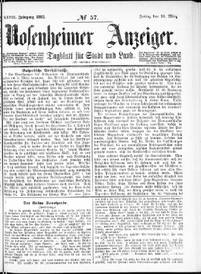 Rosenheimer Anzeiger Freitag 10. März 1882