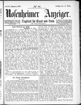 Rosenheimer Anzeiger Samstag 11. März 1882