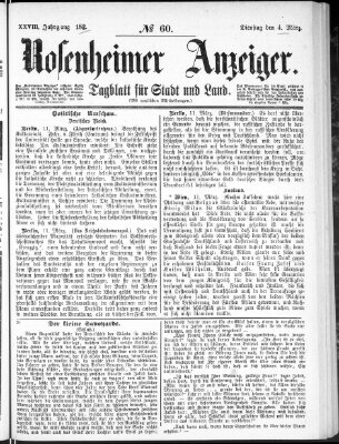 Rosenheimer Anzeiger Samstag 4. März 1882