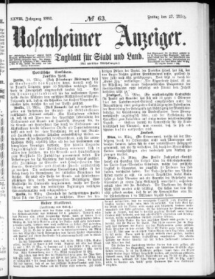 Rosenheimer Anzeiger Freitag 17. März 1882