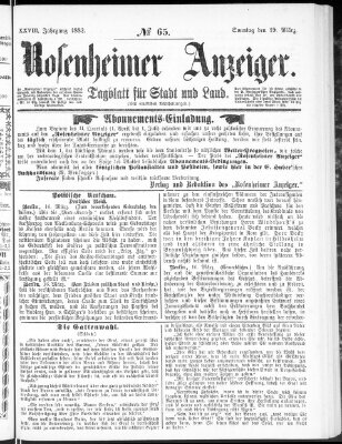 Rosenheimer Anzeiger Sonntag 19. März 1882