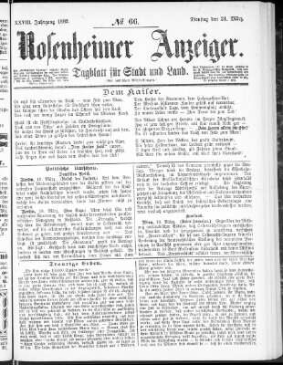 Rosenheimer Anzeiger Dienstag 21. März 1882