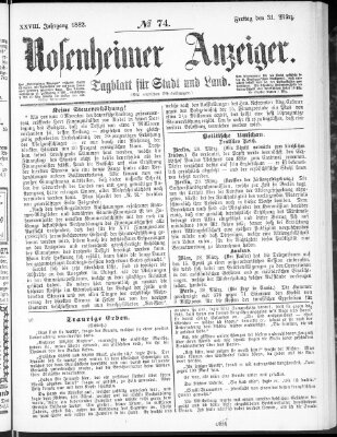 Rosenheimer Anzeiger Freitag 31. März 1882