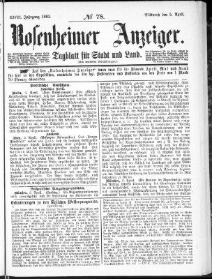 Rosenheimer Anzeiger Mittwoch 5. April 1882