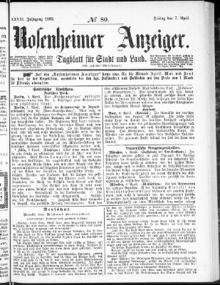 Rosenheimer Anzeiger Freitag 7. April 1882