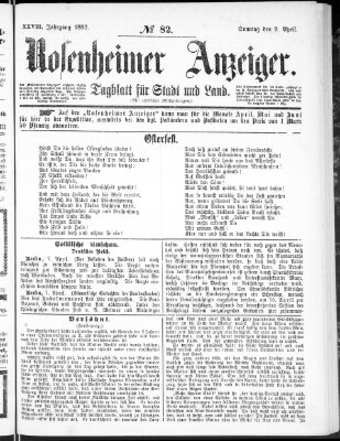 Rosenheimer Anzeiger Sonntag 9. April 1882