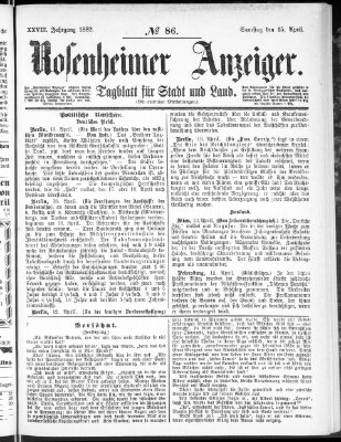 Rosenheimer Anzeiger Samstag 15. April 1882