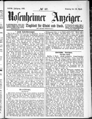 Rosenheimer Anzeiger Sonntag 16. April 1882