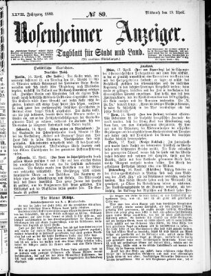 Rosenheimer Anzeiger Mittwoch 19. April 1882