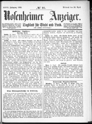 Rosenheimer Anzeiger Mittwoch 26. April 1882