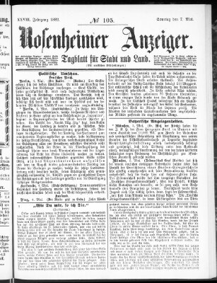 Rosenheimer Anzeiger Sonntag 7. Mai 1882