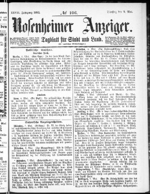 Rosenheimer Anzeiger Dienstag 9. Mai 1882