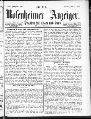 Rosenheimer Anzeiger Sonntag 14. Mai 1882