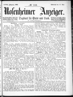 Rosenheimer Anzeiger Mittwoch 17. Mai 1882