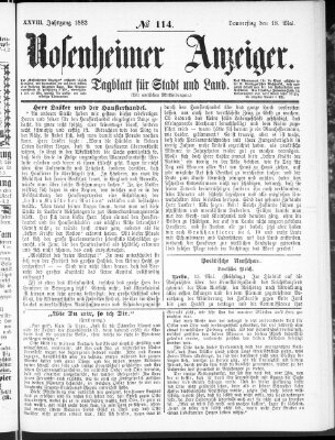 Rosenheimer Anzeiger Donnerstag 18. Mai 1882