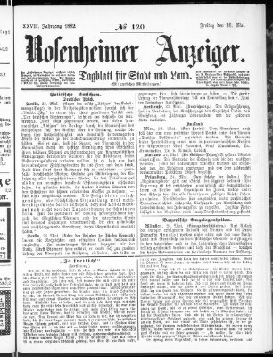 Rosenheimer Anzeiger Freitag 26. Mai 1882