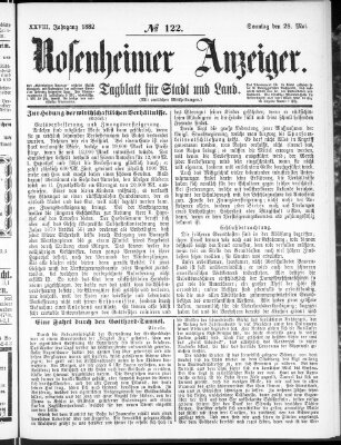 Rosenheimer Anzeiger Sonntag 28. Mai 1882