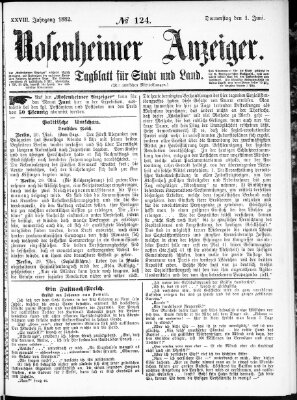 Rosenheimer Anzeiger Donnerstag 1. Juni 1882