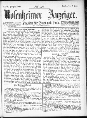 Rosenheimer Anzeiger Samstag 3. Juni 1882