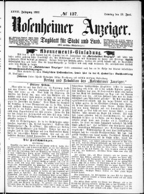 Rosenheimer Anzeiger Sonntag 18. Juni 1882