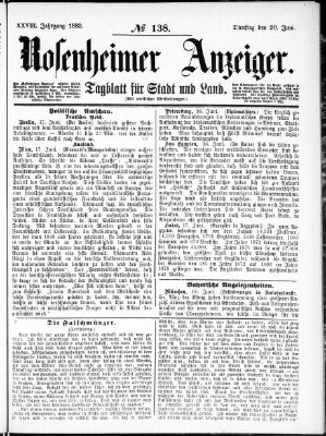 Rosenheimer Anzeiger Dienstag 20. Juni 1882