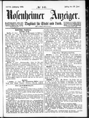 Rosenheimer Anzeiger Freitag 23. Juni 1882