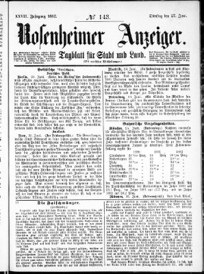 Rosenheimer Anzeiger Dienstag 27. Juni 1882