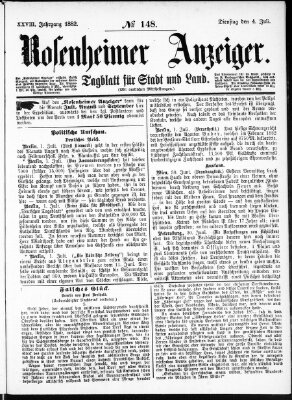 Rosenheimer Anzeiger Dienstag 4. Juli 1882