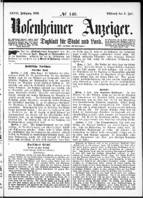 Rosenheimer Anzeiger Mittwoch 5. Juli 1882