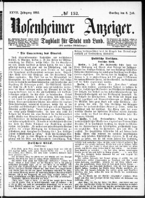 Rosenheimer Anzeiger Samstag 8. Juli 1882