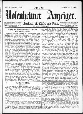 Rosenheimer Anzeiger Sonntag 9. Juli 1882