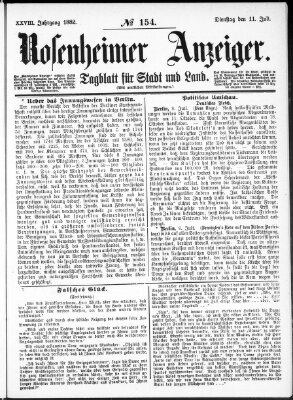 Rosenheimer Anzeiger Dienstag 11. Juli 1882