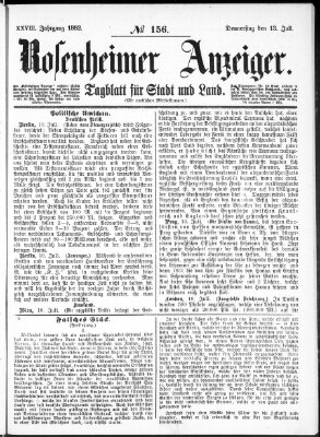 Rosenheimer Anzeiger Donnerstag 13. Juli 1882